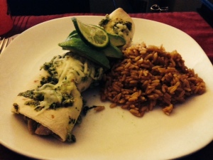 Oh and served with a Spanish Rice! Ok, the enchilada is tender and full of fresh flavor. I really couldn't believe how good it was! 
